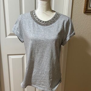 INC International Concepts Gray Embellished Tee